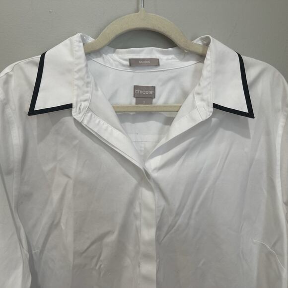 Chicos Womens Size 3 No Iron Shirt Chic Stretch Button Up Blouse Tunic Xlarge - Picture 2 of 10
